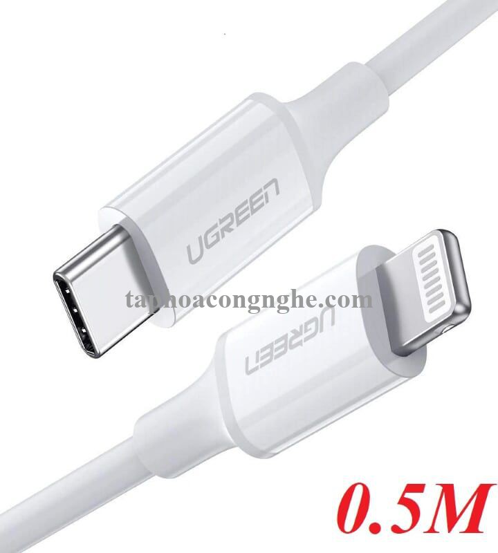 Ugreen 60747 0.5M màu Trắng Cáp sạc + truyền dữ liệu Lightning sang Type C US171 30060747